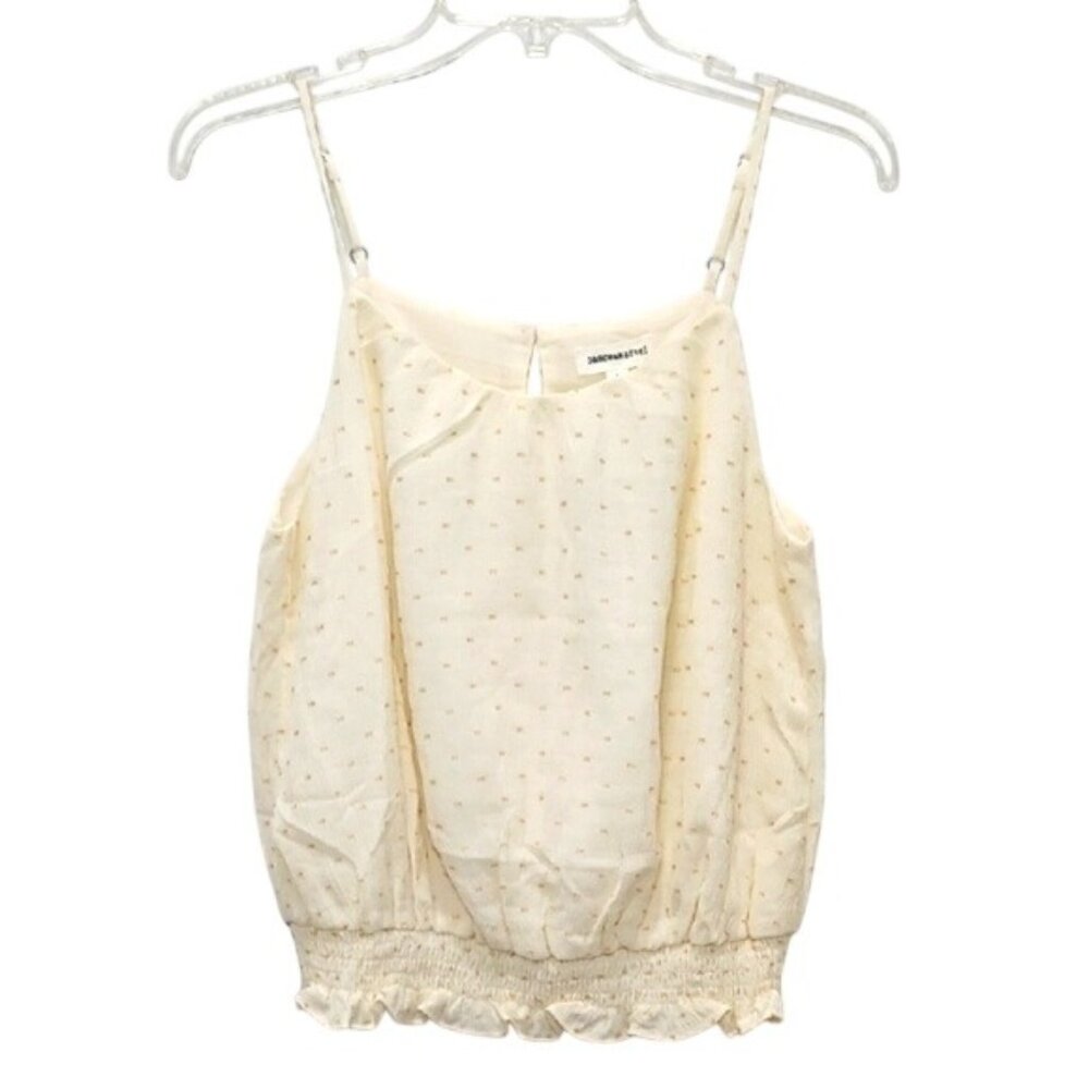 Dance & Marvel Swiss Dot Tank Blouse Top Small New Women's Crepe Smocked